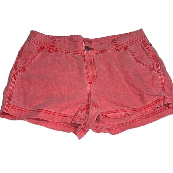J.Crew Womens Red Linen-Cotton Blend Shorts Size 2 With Pockets And Button Closu - Picture 1 of 7